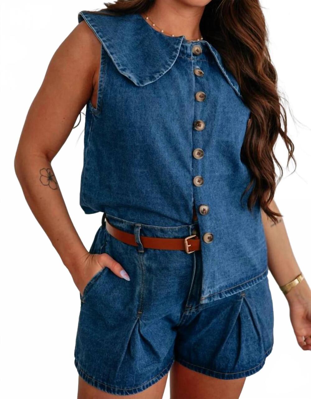 NEW WISHLIST city walk collared top in denim